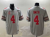 Men's Ohio State Buckeyes #4 Jeremiah Smith Grey 2025 CFP Final With National Champions Patch F.U.S.E. Vapor Limited Stitched Jersey,baseball caps,new era cap wholesale,wholesale hats